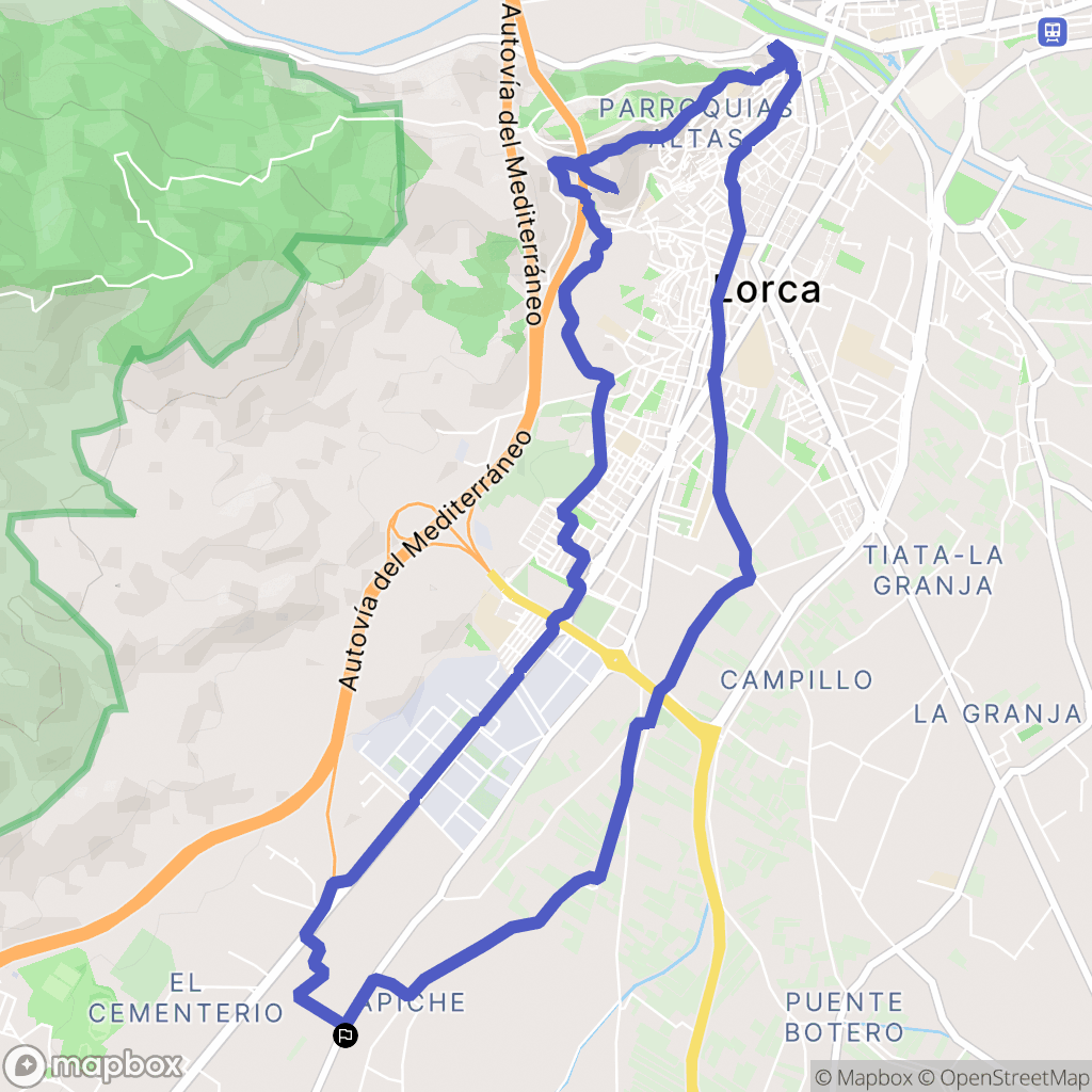 Lorca : carte du parcours de randonnée - Spain
