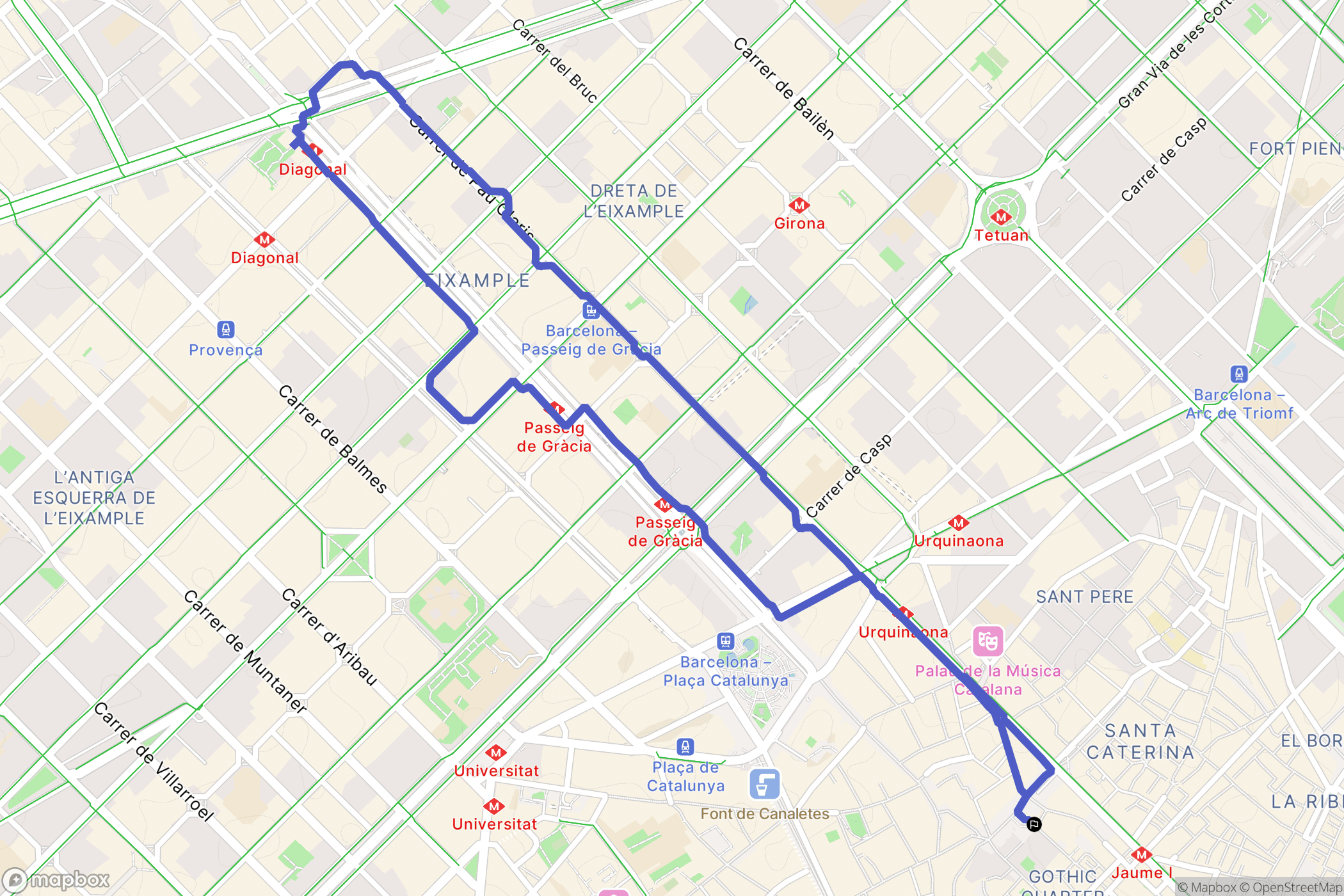 Barcelona : carte du parcours de randonnée - Spain