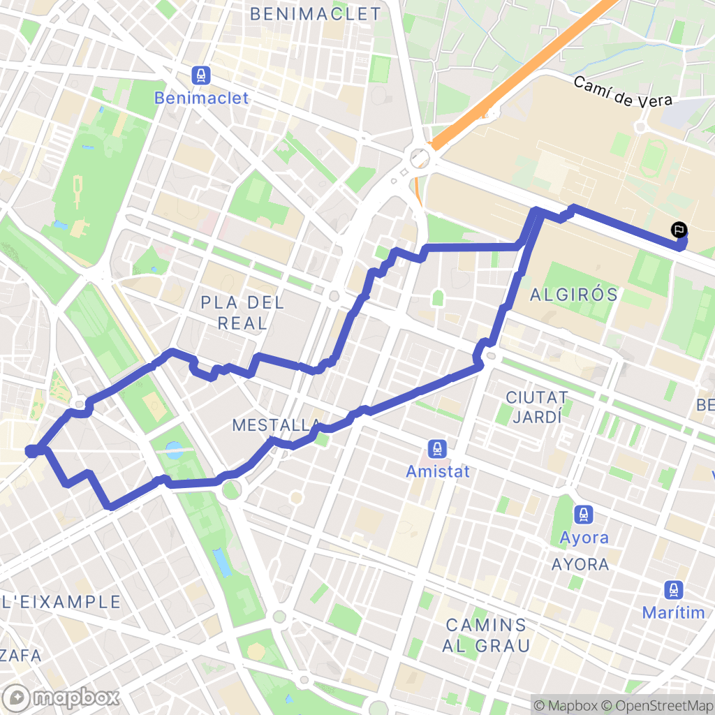 Valencia : carte du parcours de randonnée - Spain