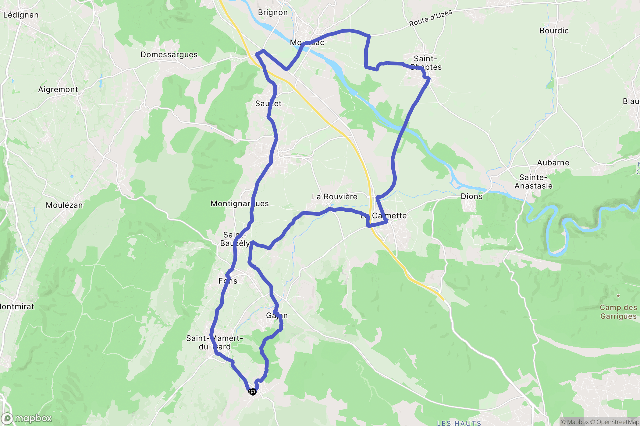 Parignargues : carte du parcours de randonnée - France