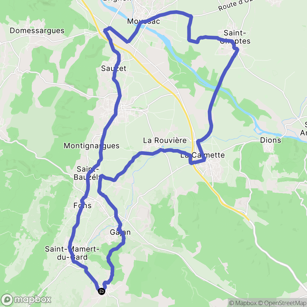 Parignargues : carte du parcours de randonnée - France