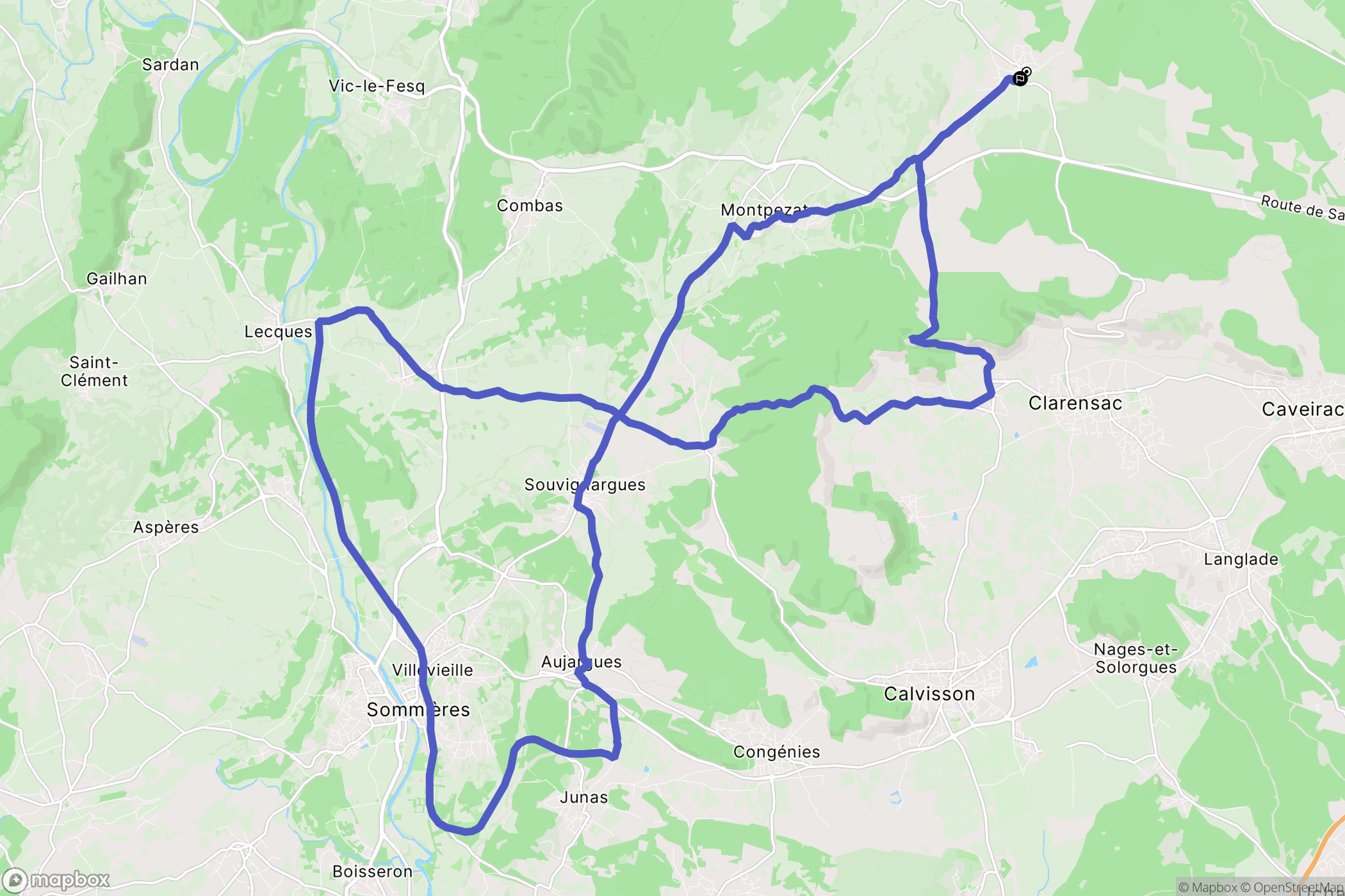 Parignargues : carte du parcours de randonnée - France