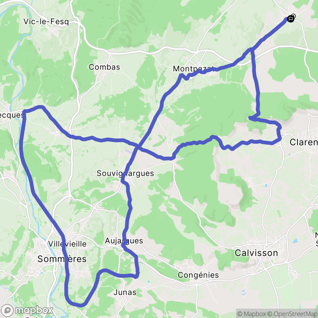 Parignargues : carte du parcours de randonnée - France