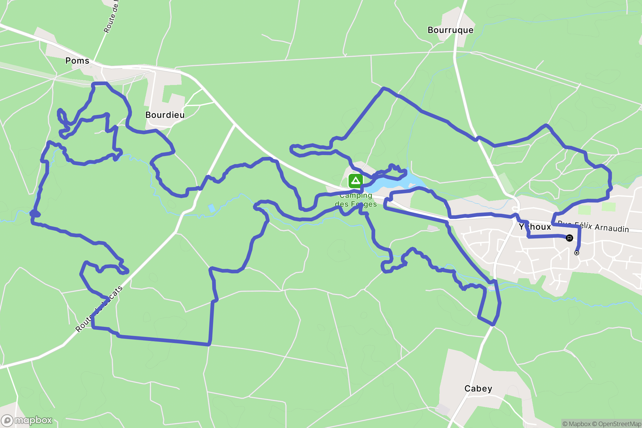 Ychoux : carte du parcours de randonnée - France