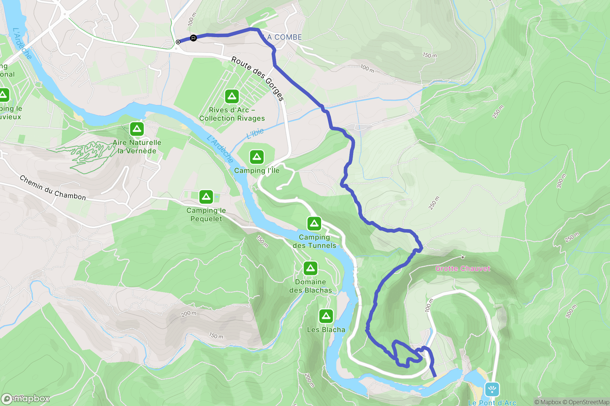 Vallon-Pont-d'Arc : carte du parcours de randonnée - France