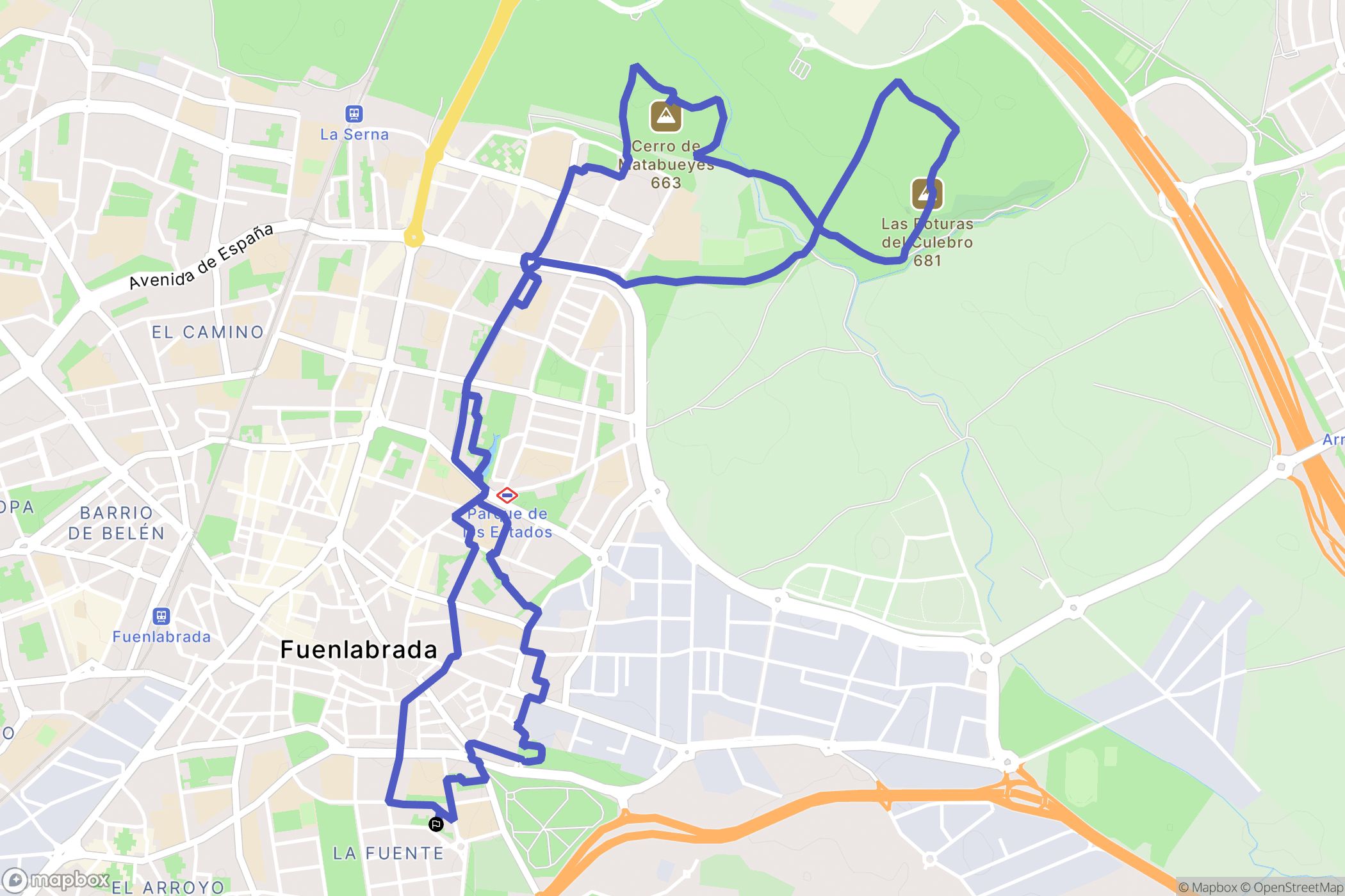 Fuenlabrada : carte du parcours de randonnée - Spain