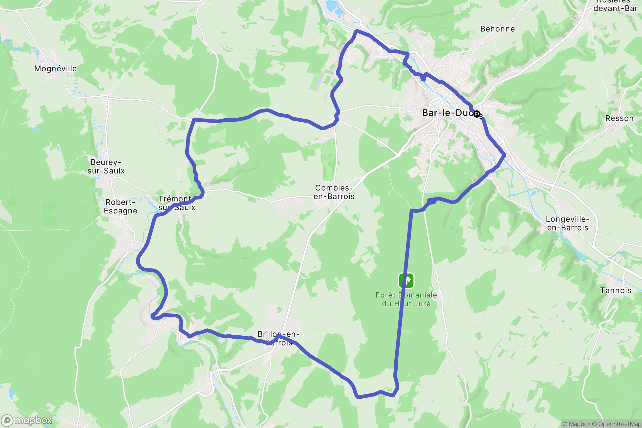 Bar-le-Duc : carte du parcours de randonnée - France