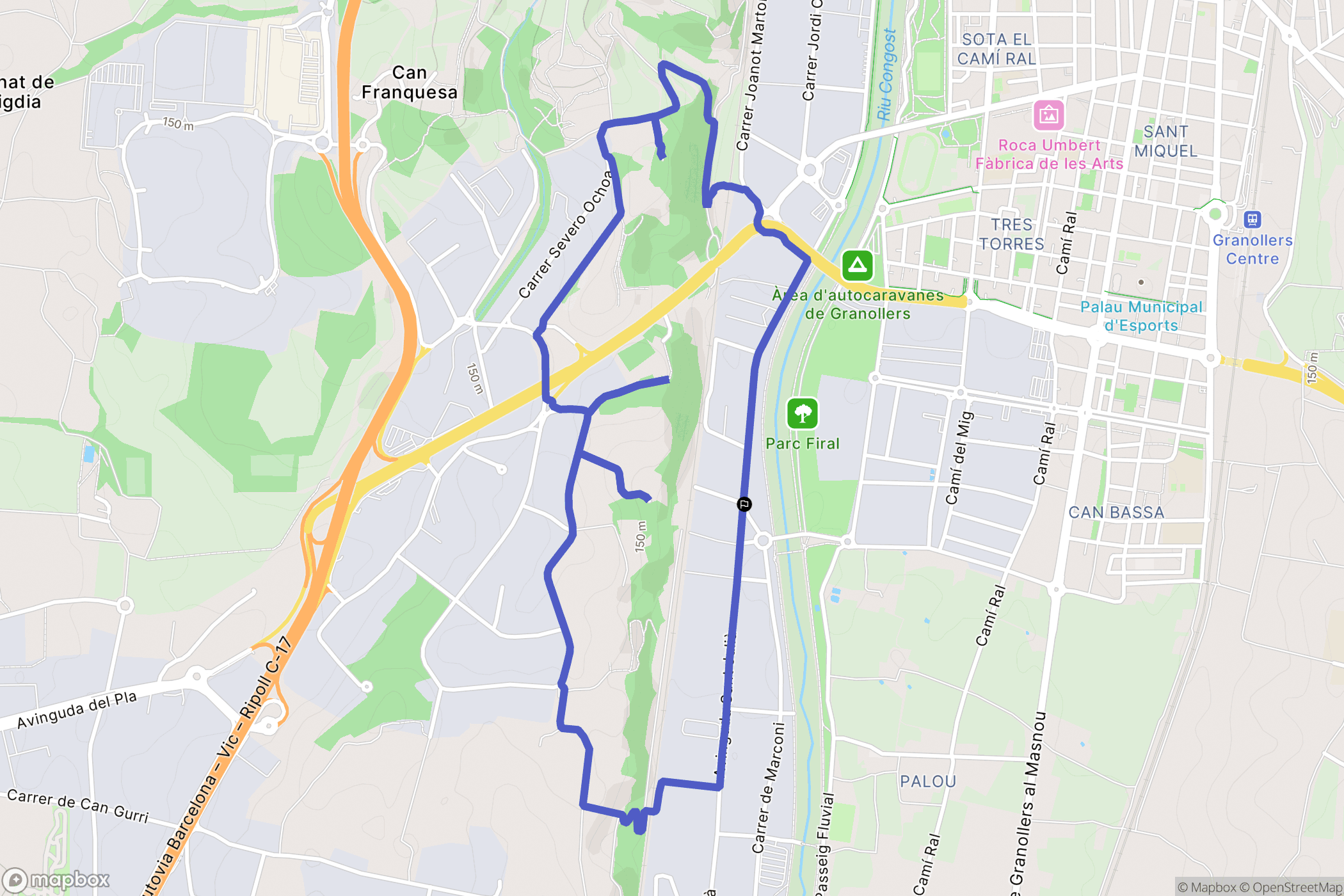Granollers : carte du parcours de randonnée - Spain
