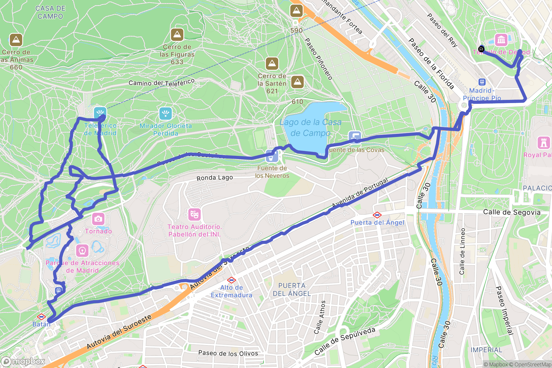 Madrid : carte du parcours de randonnée - Spain