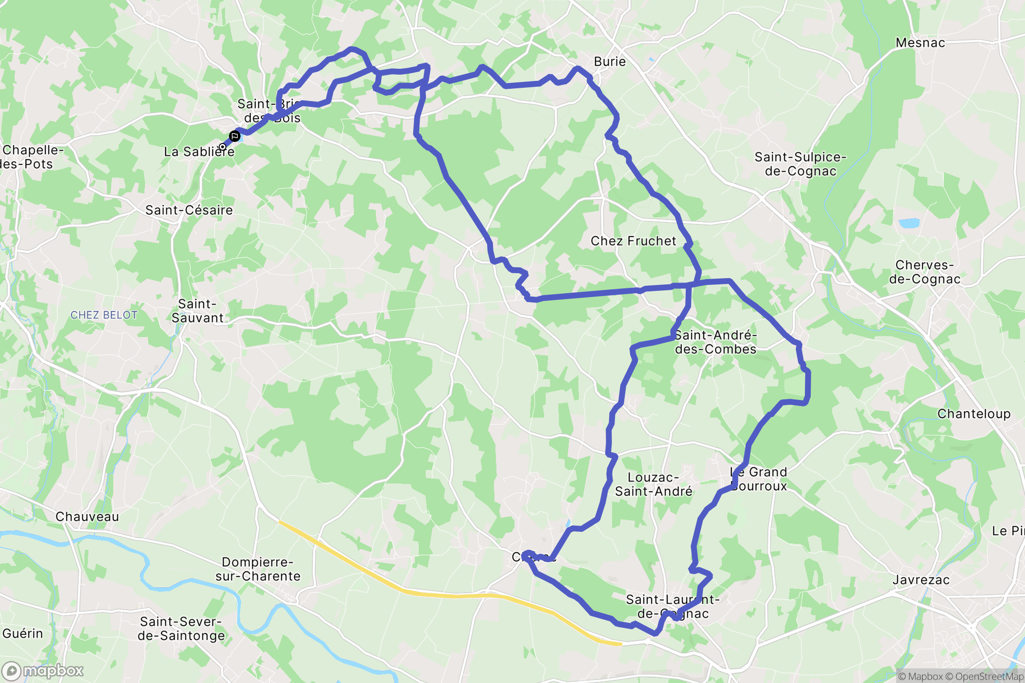 Saint-Césaire : carte du parcours de randonnée - France