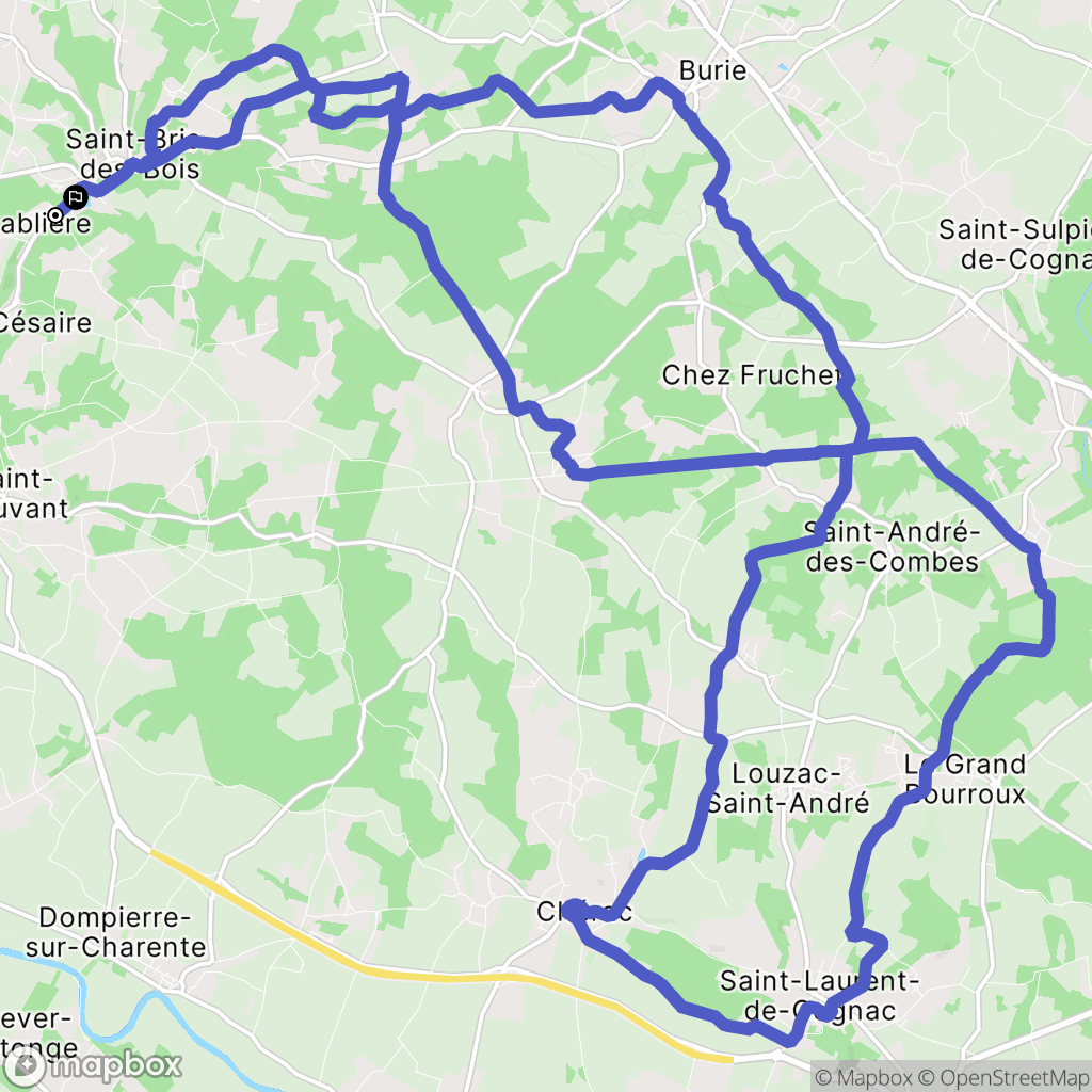 Saint-Césaire : carte du parcours de randonnée - France