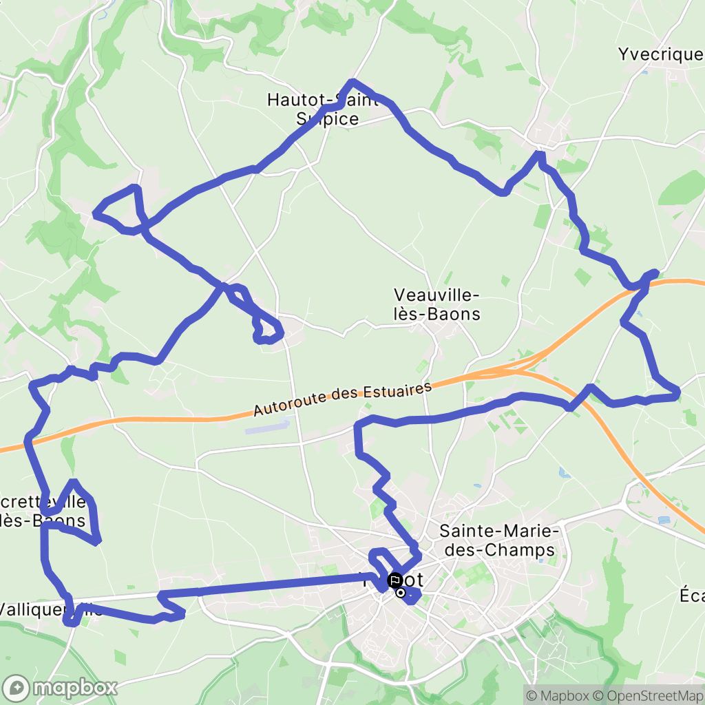 Yvetot : carte du parcours de randonnée - France