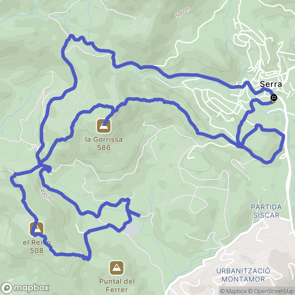 Serra : carte du parcours de randonnée - Spain