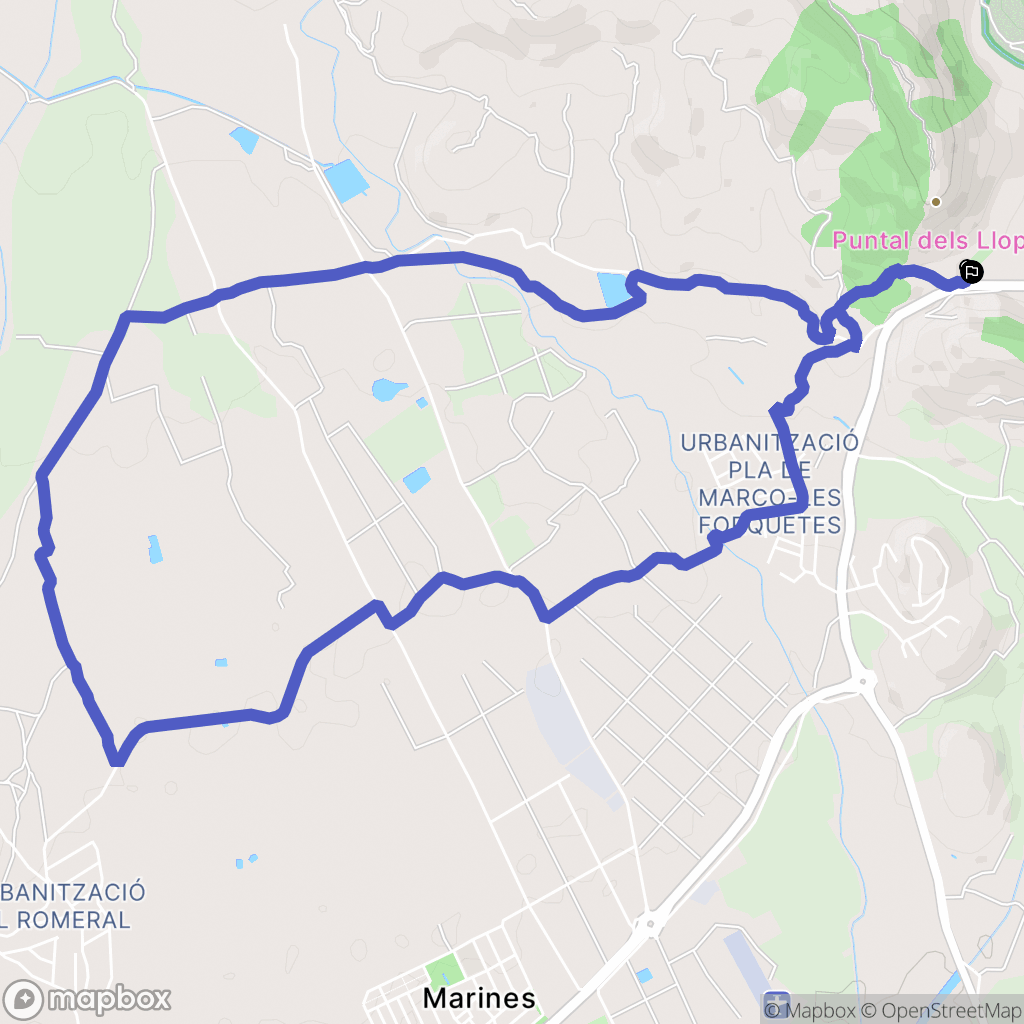 Olocau : carte du parcours de randonnée - Spain