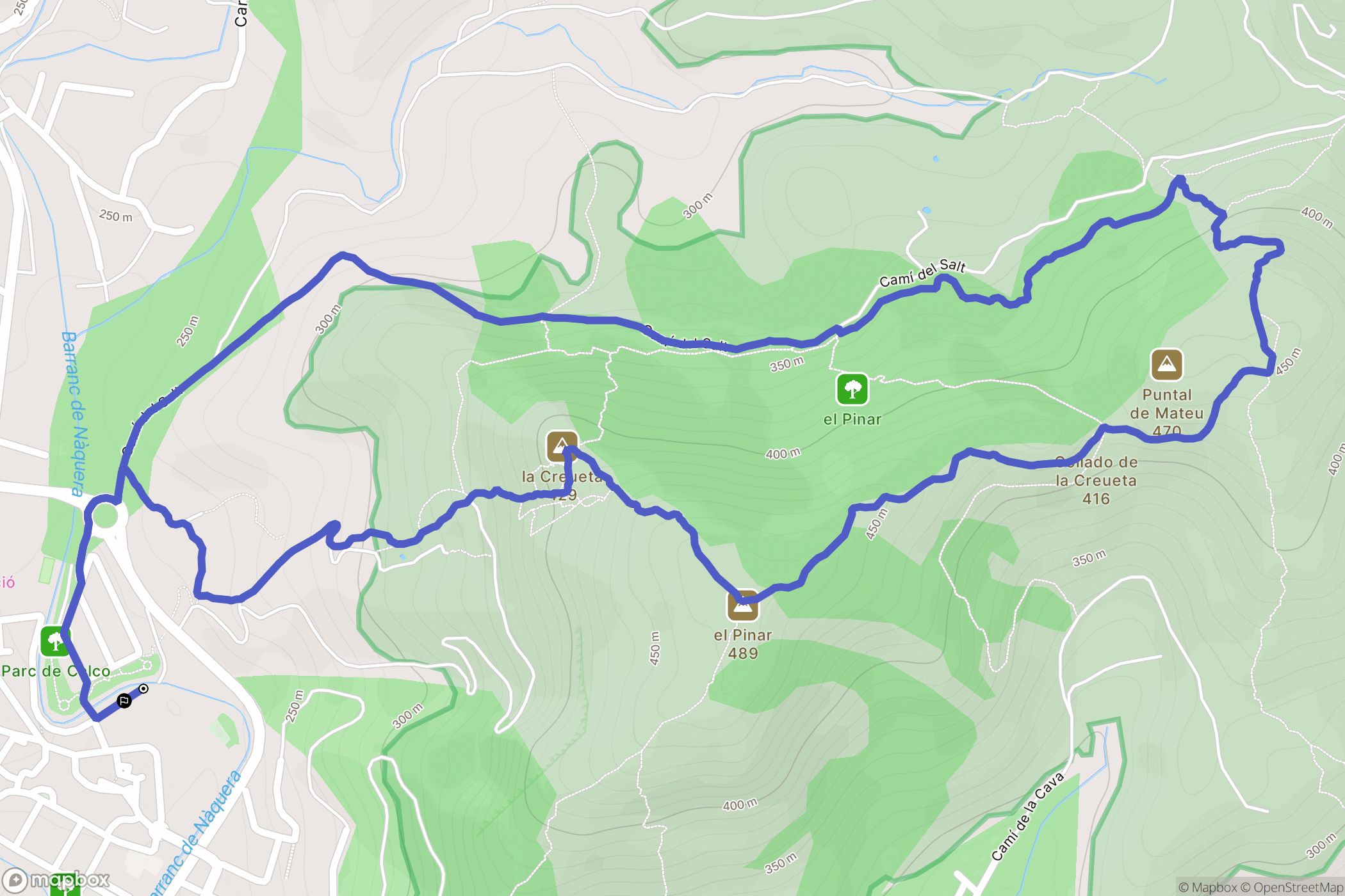 Náquera : carte du parcours de randonnée - Spain