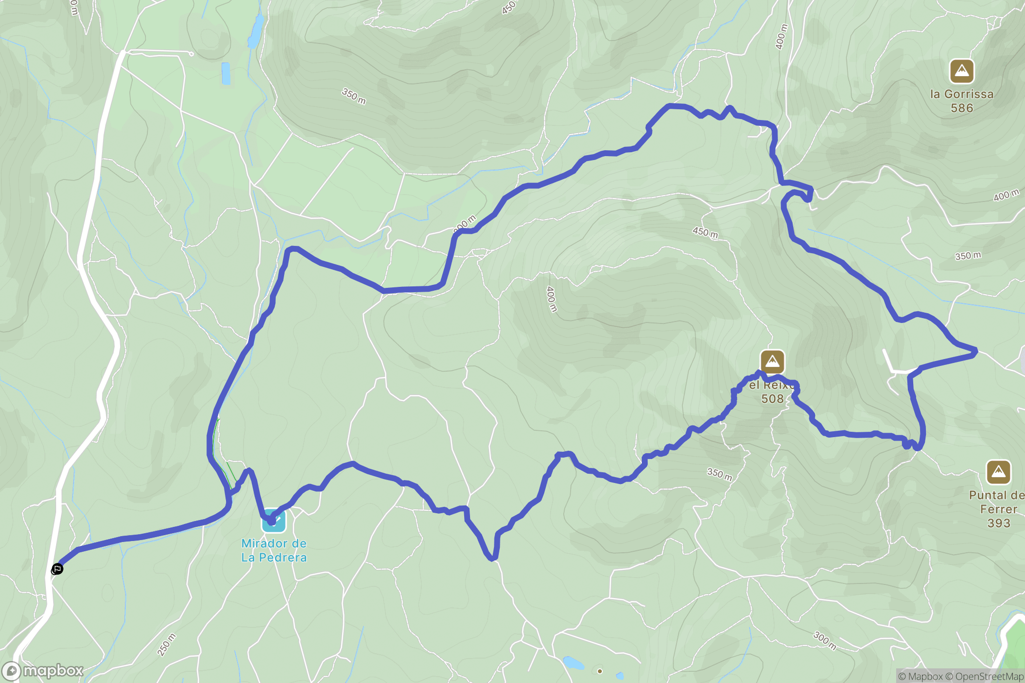 Portaceli : carte du parcours de randonnée - Spain