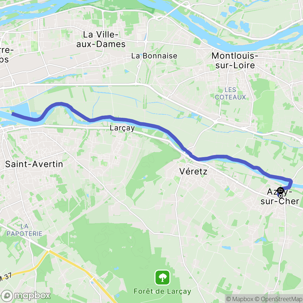Azay-sur-Cher : carte du parcours de randonnée - France
