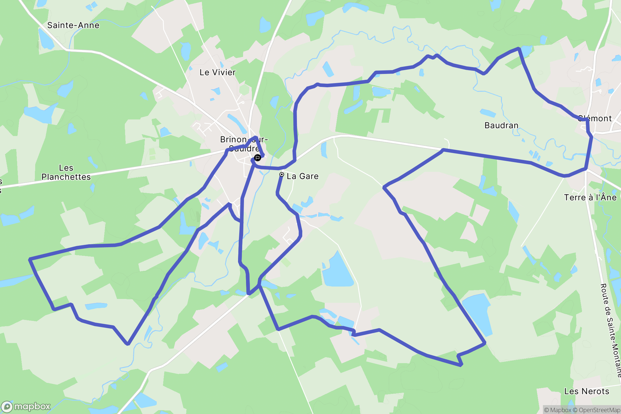 Brinon-sur-Sauldre : carte du parcours de randonnée - France