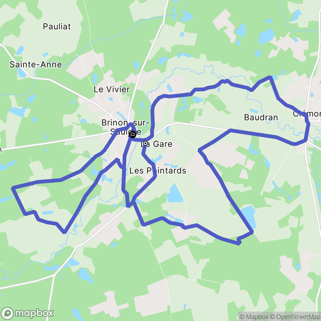 Brinon-sur-Sauldre : carte du parcours de randonnée - France