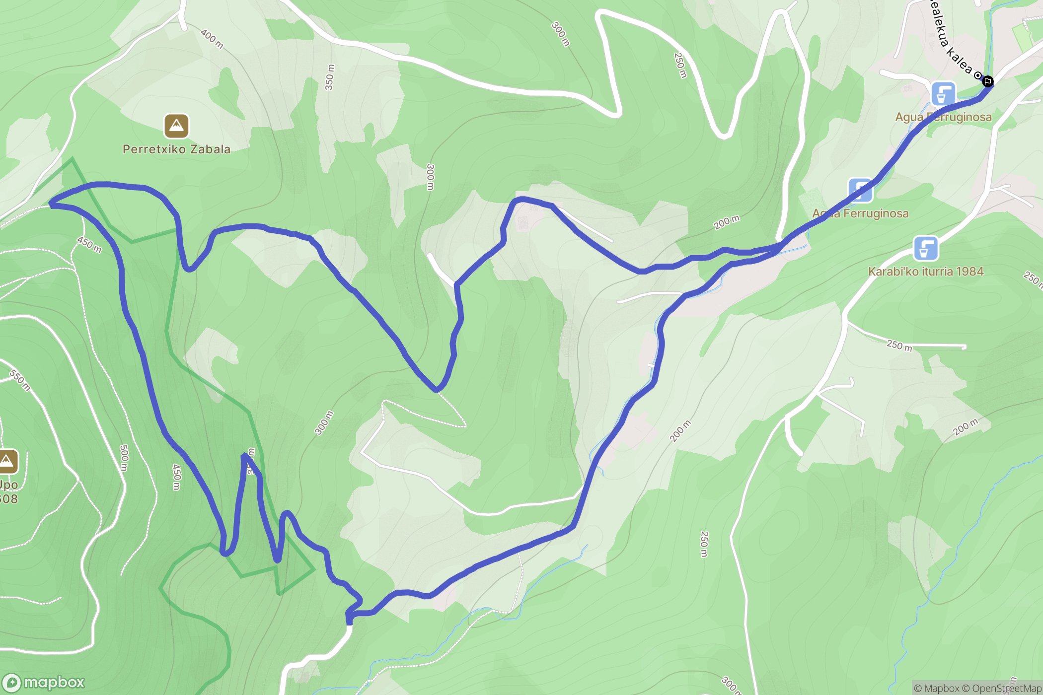 Areatza : carte du parcours de randonnée - Spain