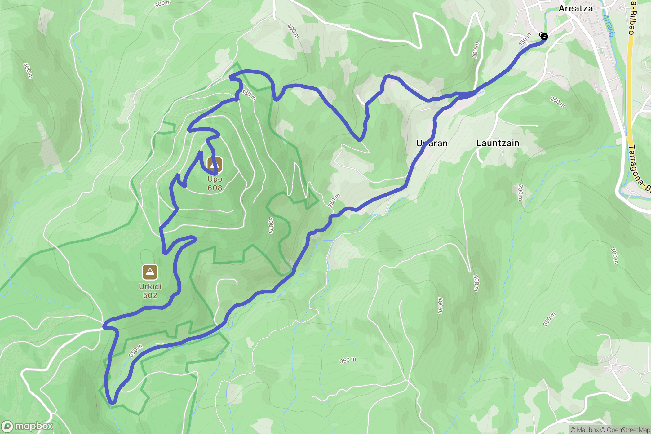 Areatza : carte du parcours de randonnée - Spain