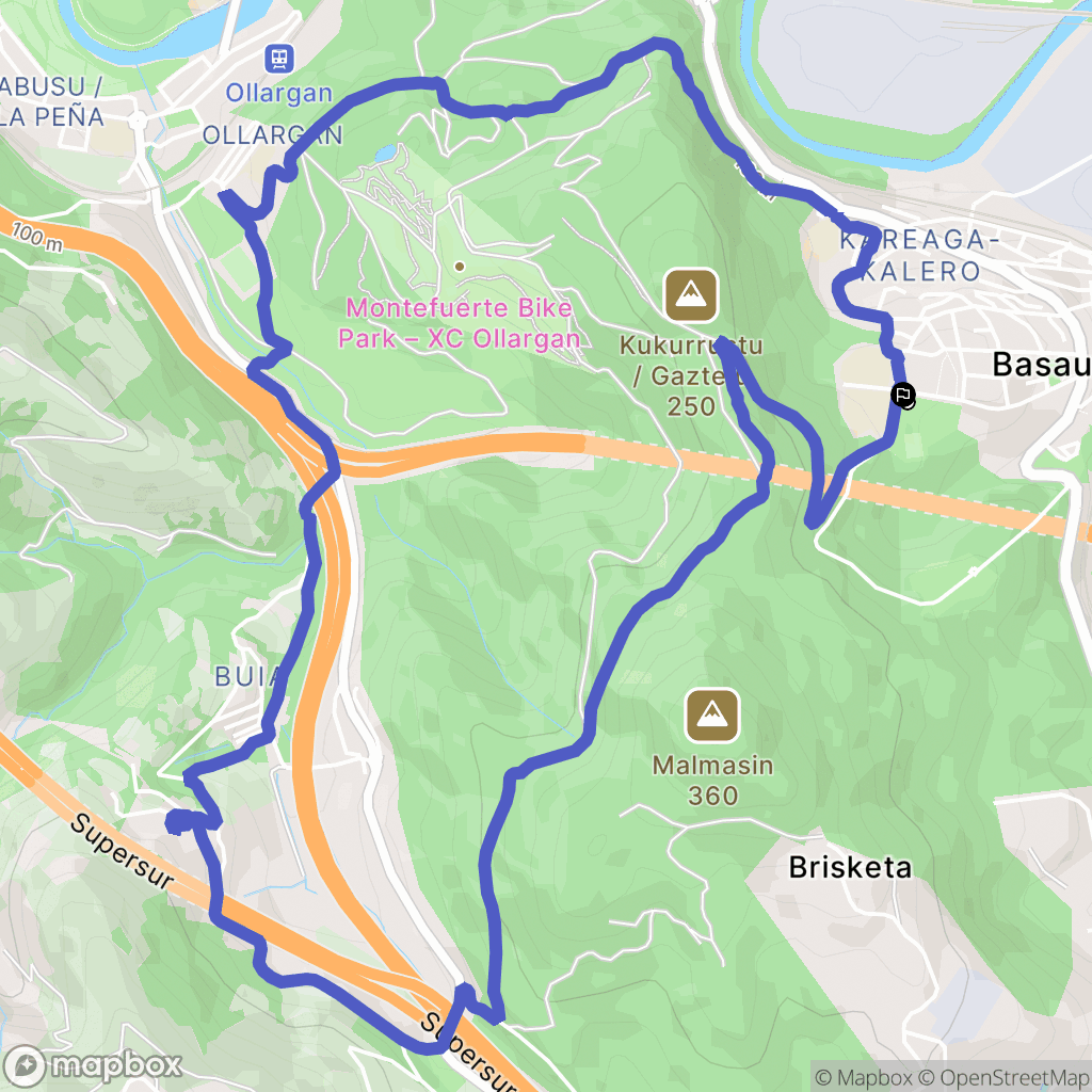 Basauri : carte du parcours de randonnée - Spain