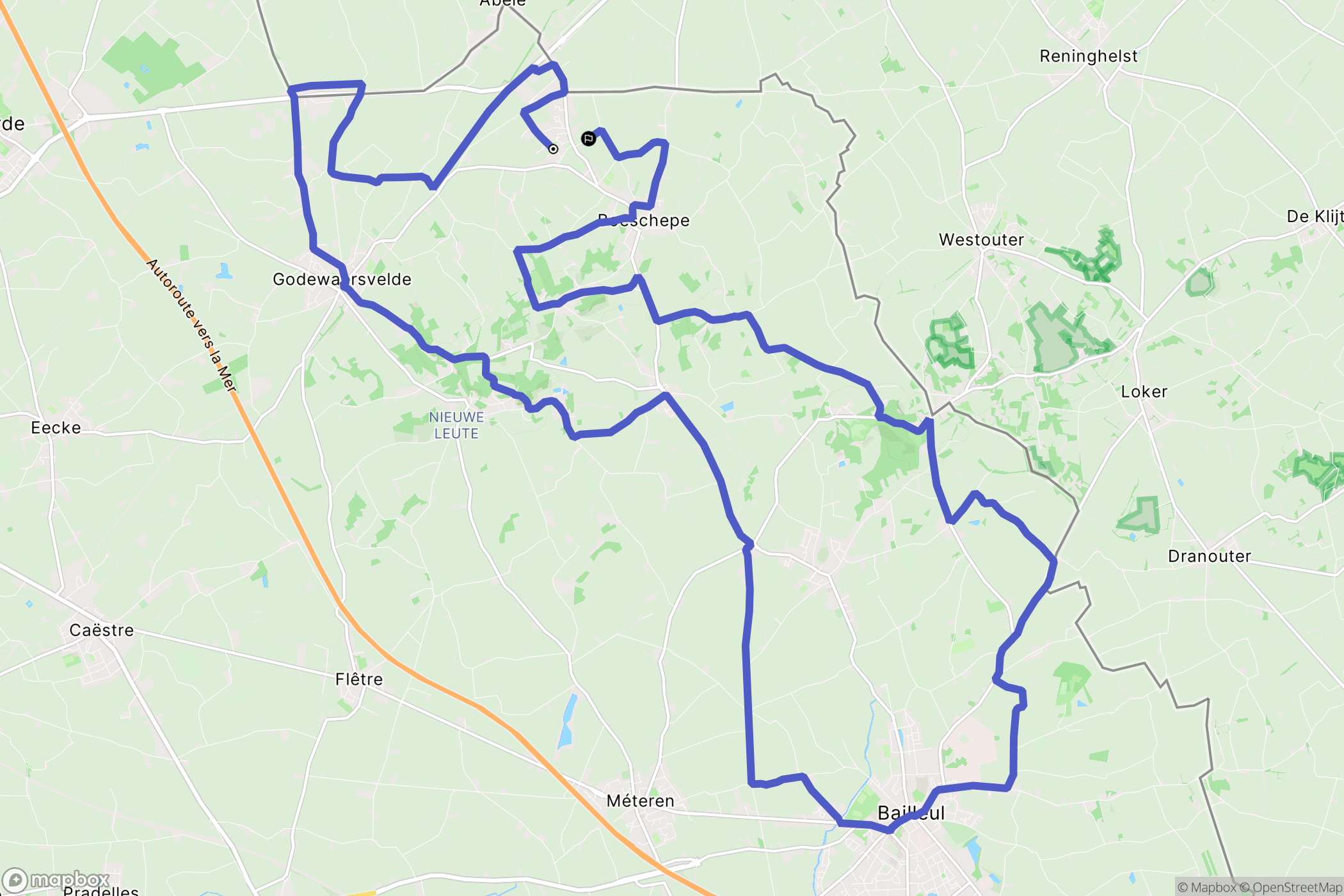 Boeschepe : carte du parcours de randonnée - France