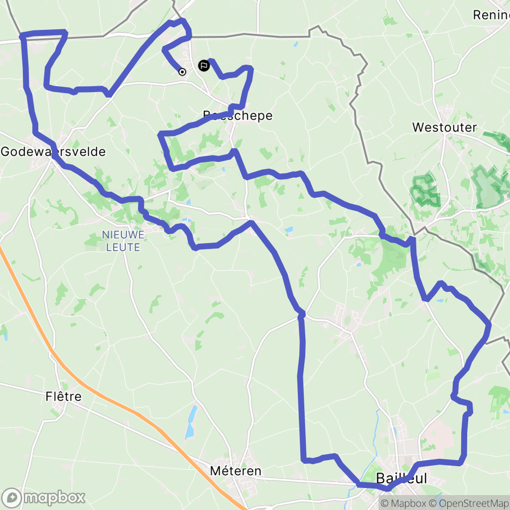 Boeschepe : carte du parcours de randonnée - France