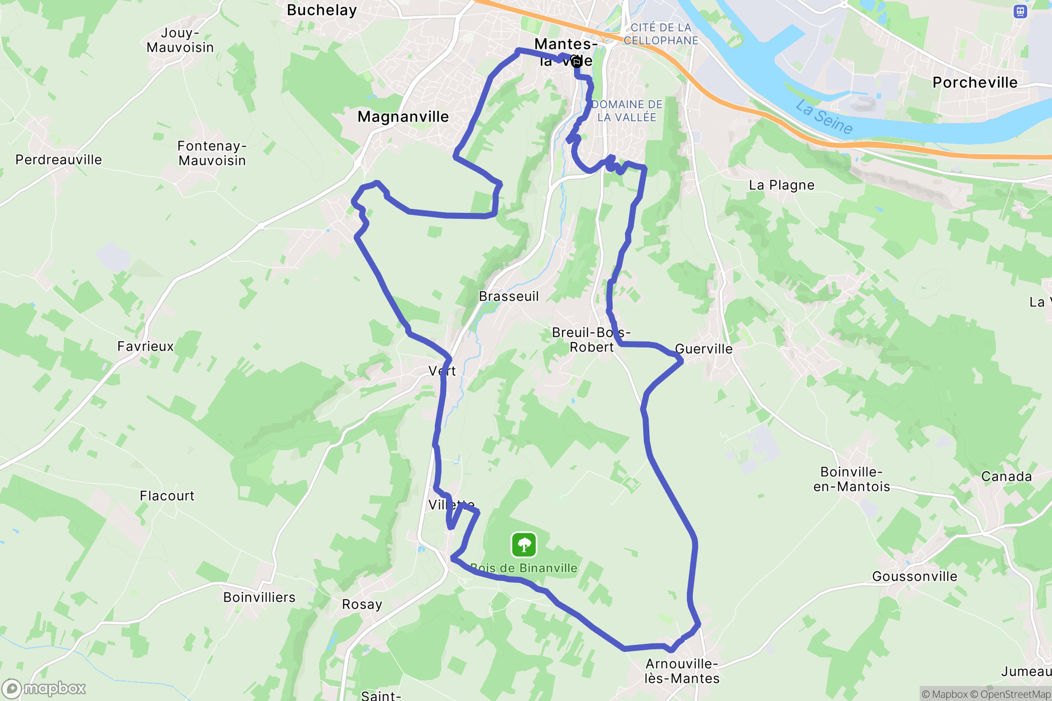 Mantes-la-Ville : carte du parcours de randonnée - France