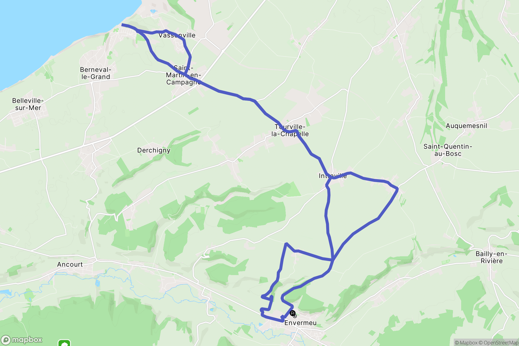 Envermeu : carte du parcours de randonnée - France