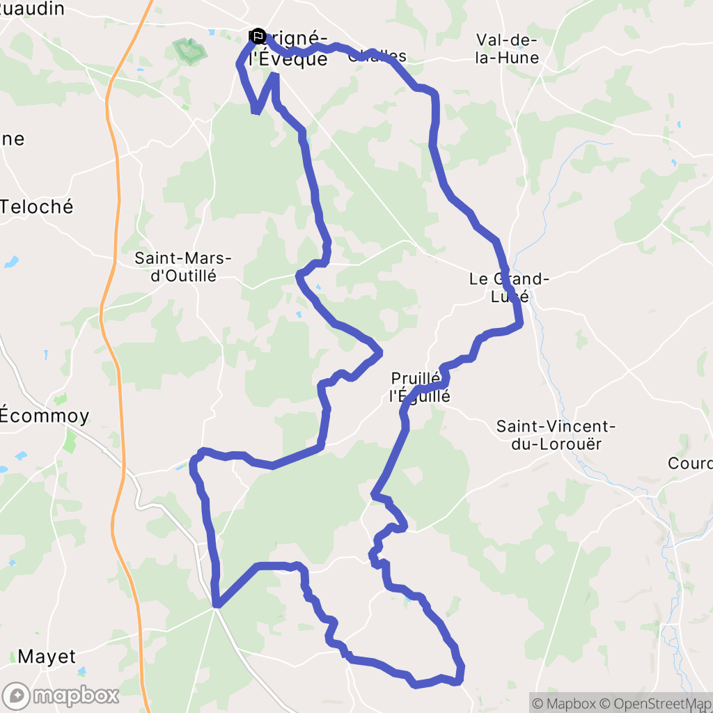 Parigné-l'Évêque : carte du parcours de randonnée - France