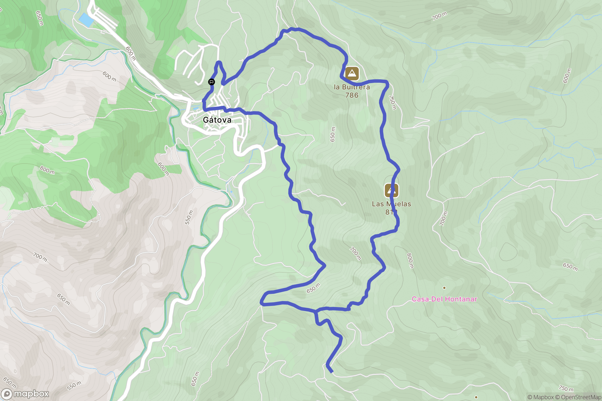 Gátova : carte du parcours de randonnée - Spain