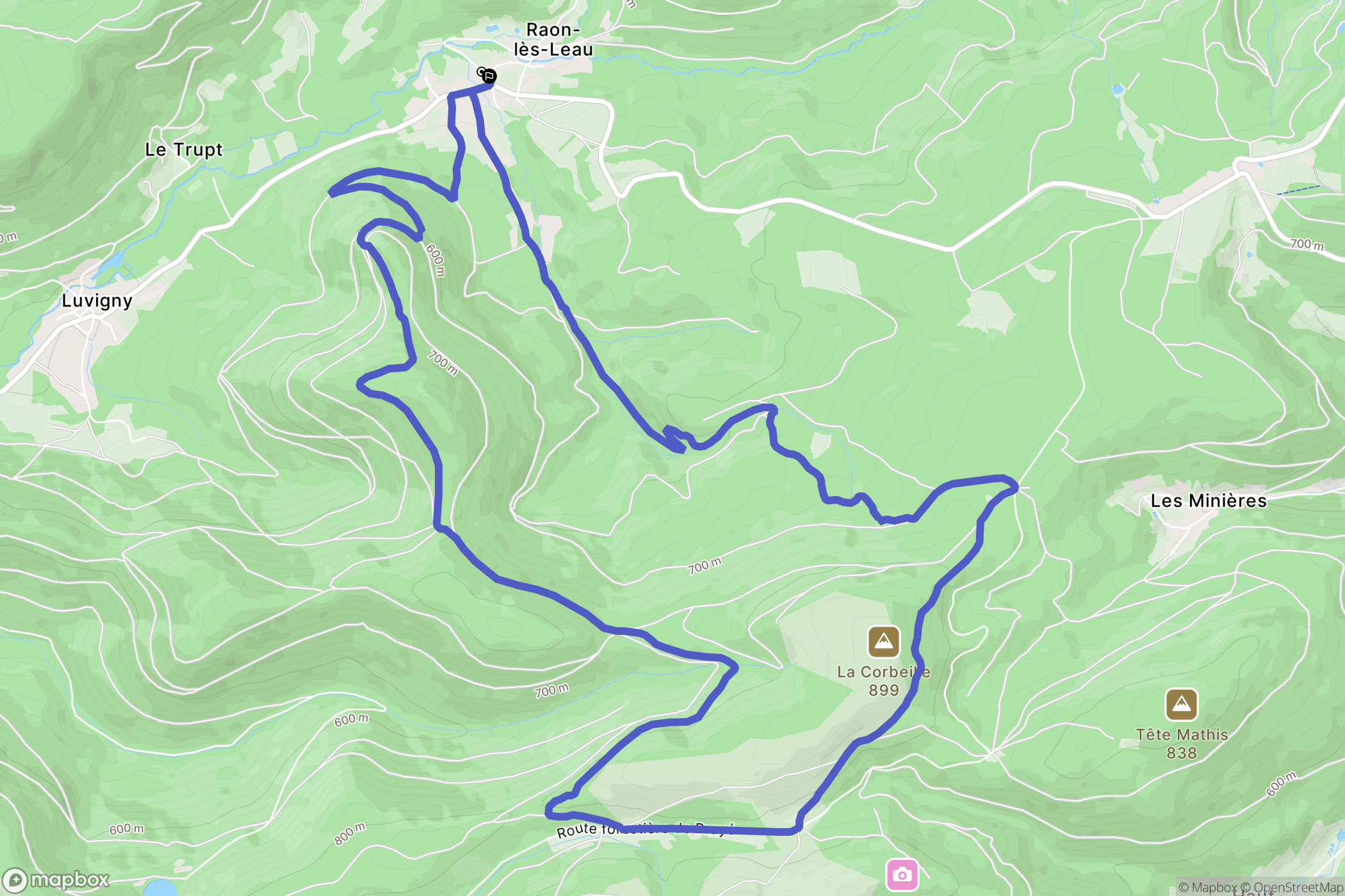 Raon-sur-Plaine : carte du parcours de randonnée - France
