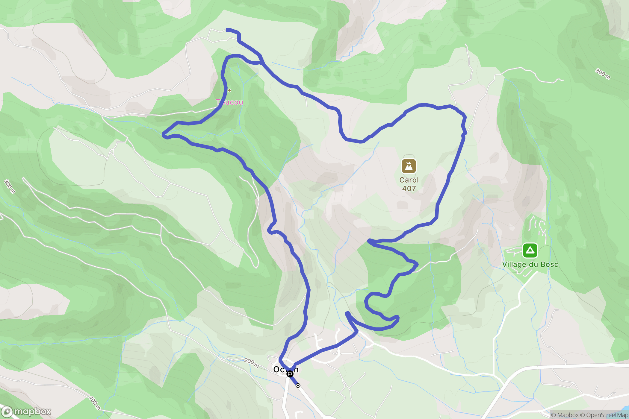 Octon : carte du parcours de randonnée - France
