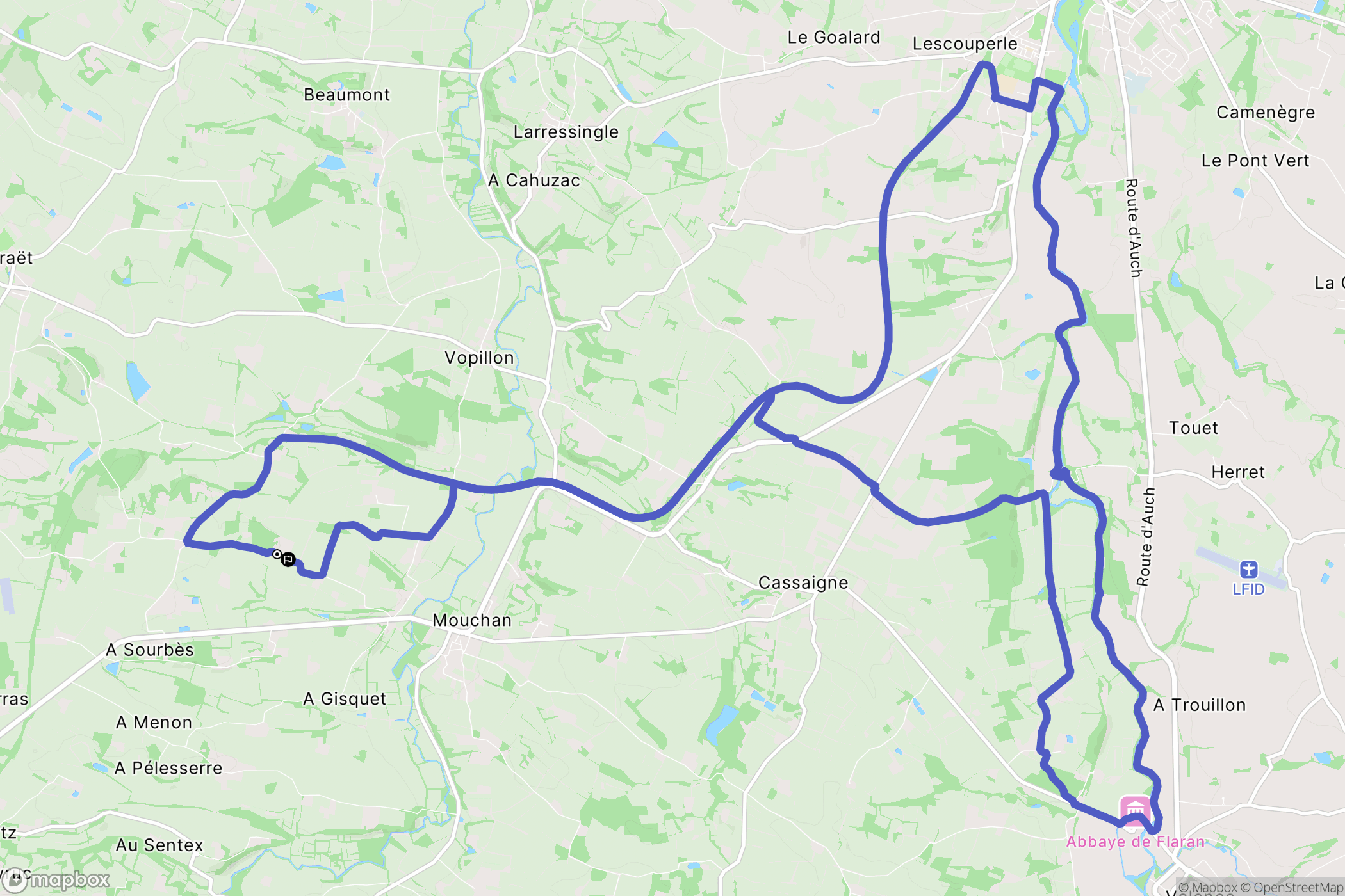 Lauraët : carte du parcours de randonnée - France