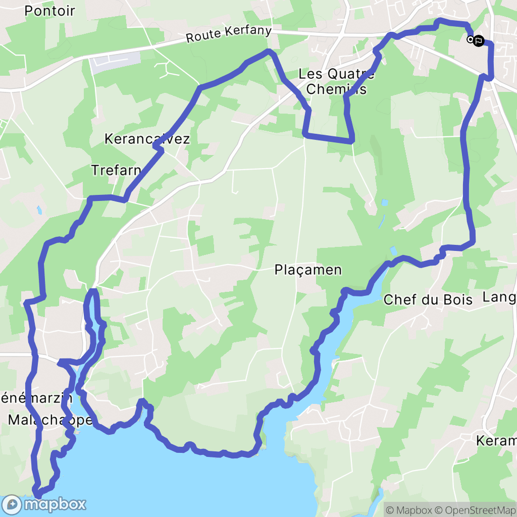 Moëlan-sur-Mer : carte du parcours de randonnée - France