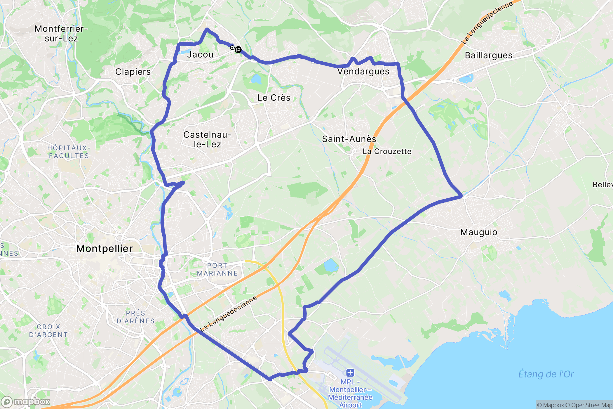 Jacou : carte du parcours de randonnée - France