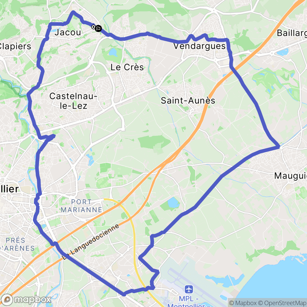Jacou : carte du parcours de randonnée - France