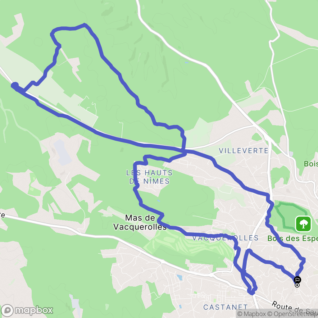 Nîmes : carte du parcours de randonnée - France