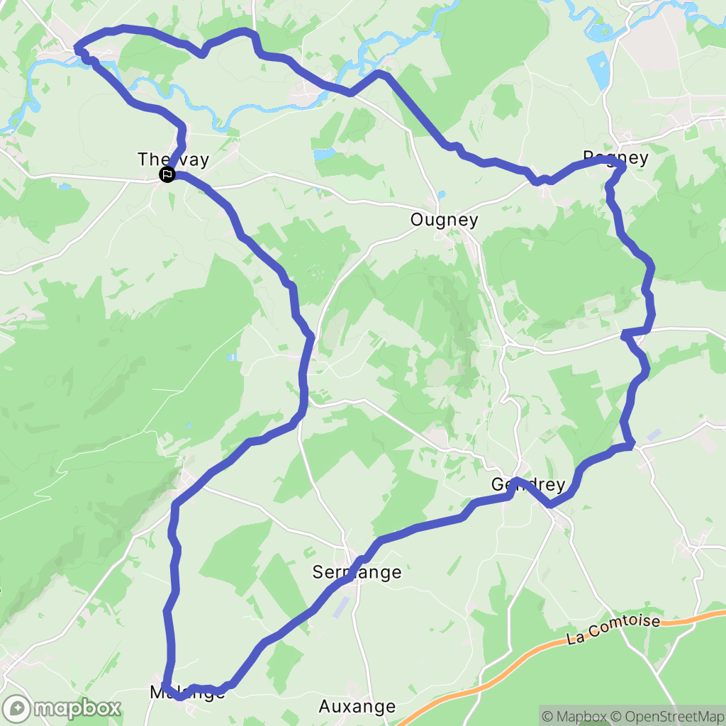 Thervay : carte du parcours de randonnée - France