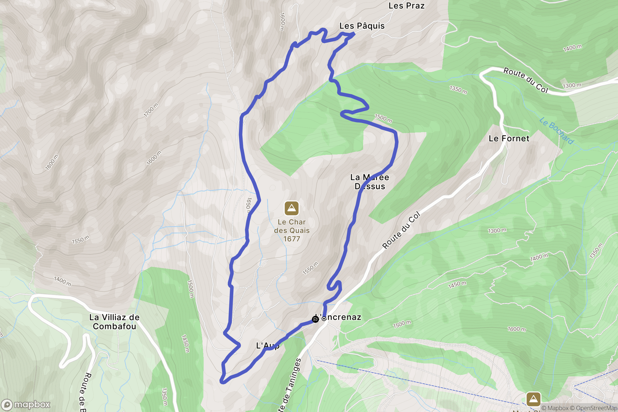 La Côte-d'Arbroz : carte du parcours de randonnée - France