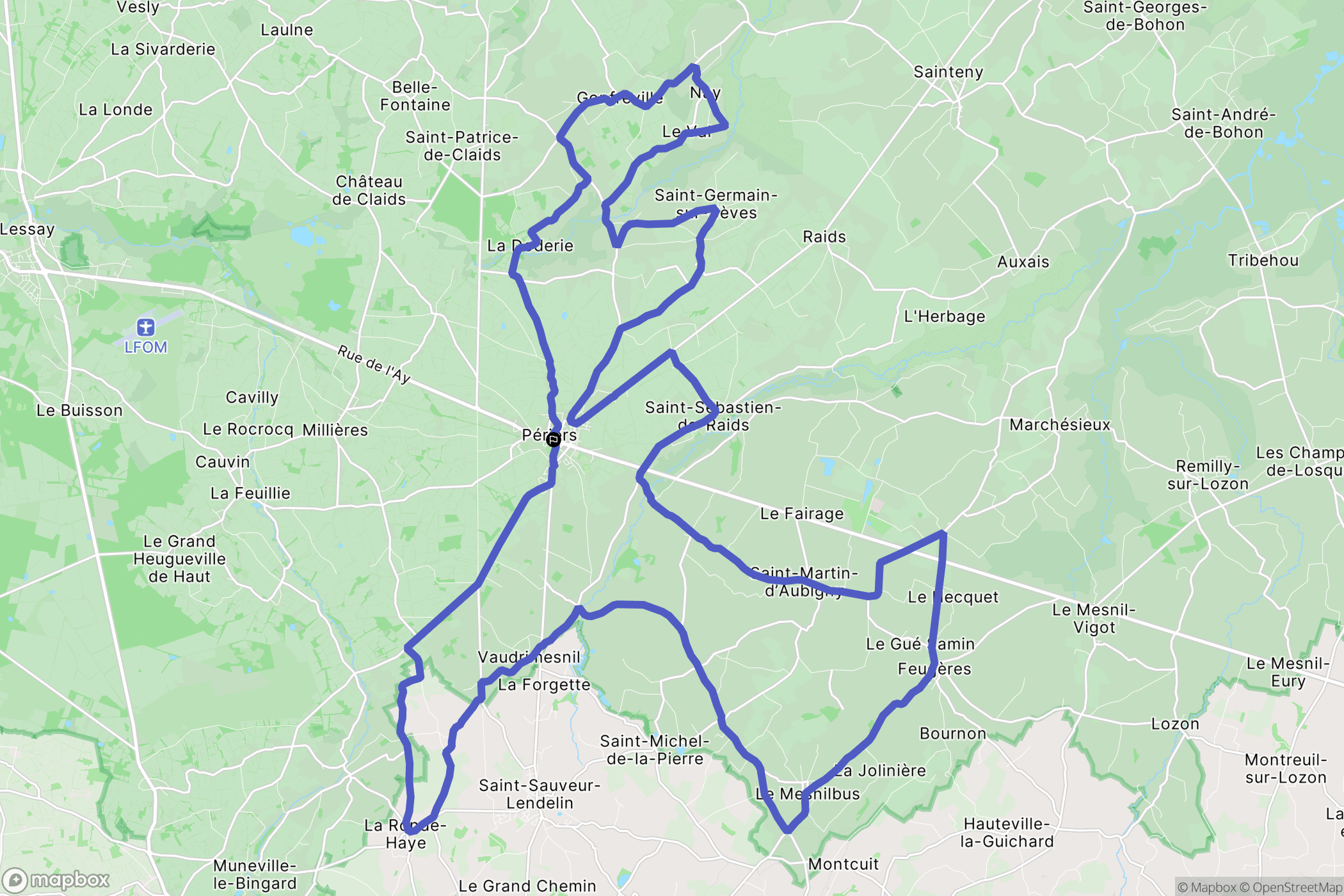 Périers : carte du parcours de randonnée - France