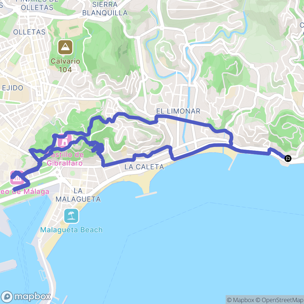Málaga : carte du parcours de randonnée - Spain