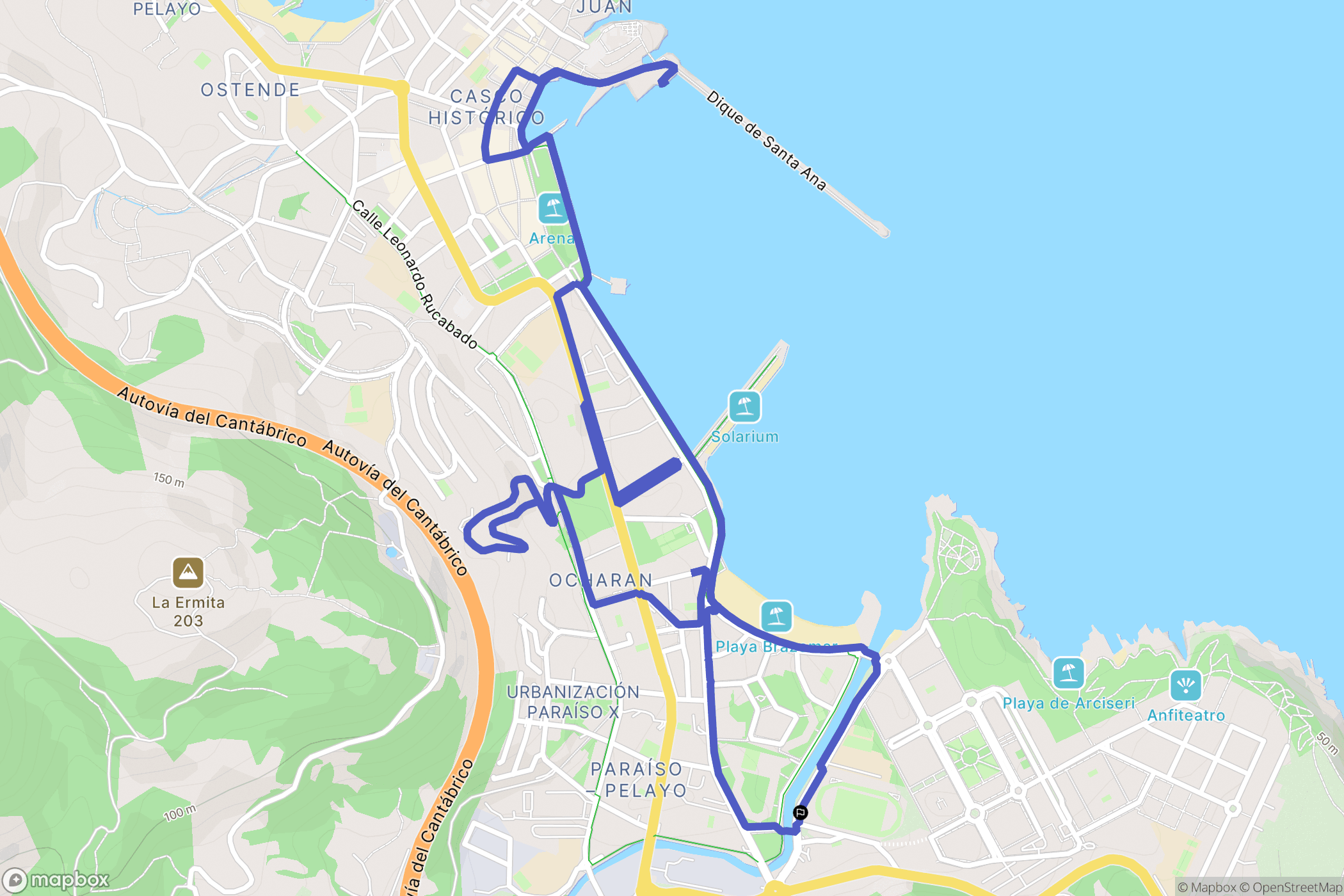 Castro-Urdiales : carte du parcours de randonnée - Spain