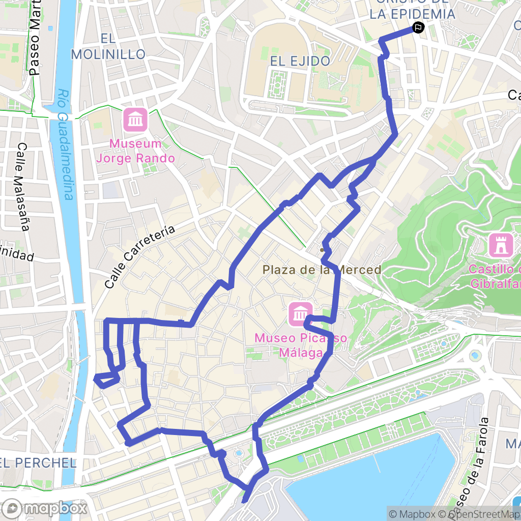 Málaga : carte du parcours de randonnée - Spain