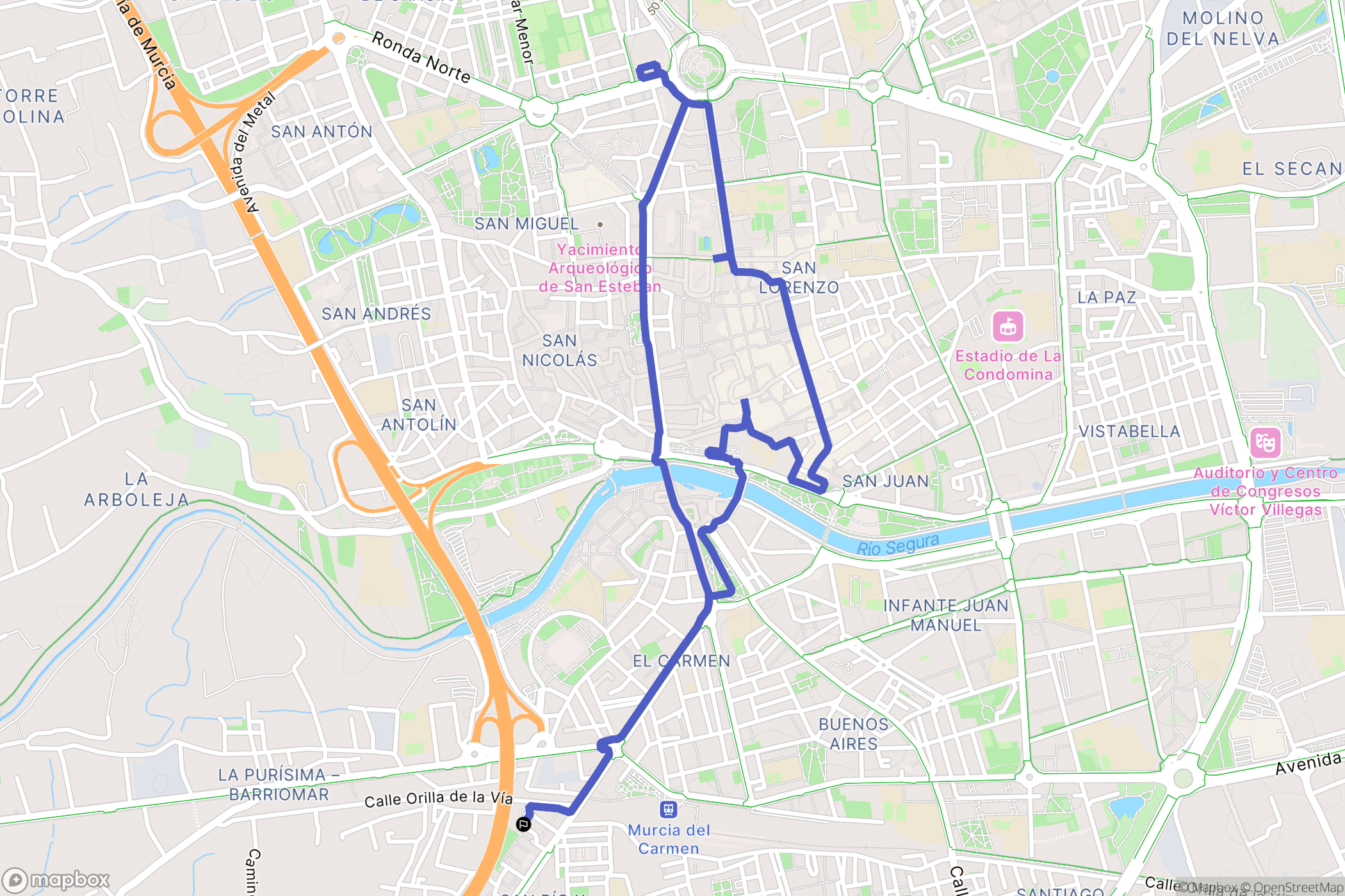 Murcia : carte du parcours de randonnée - Spain
