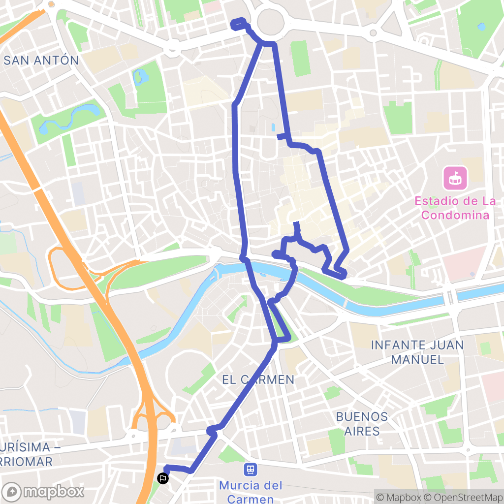 Murcia : carte du parcours de randonnée - Spain