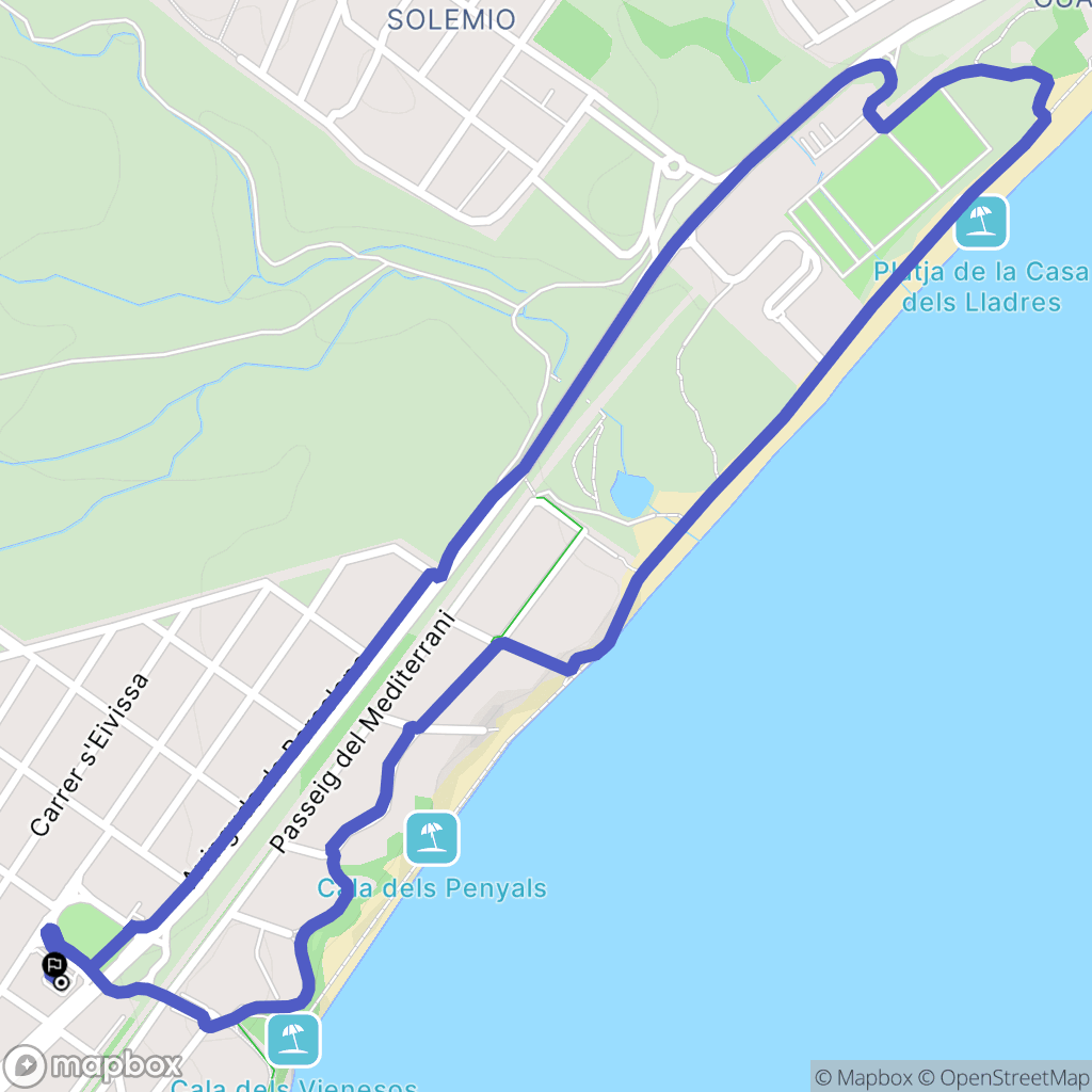 Miami Platja : carte du parcours de randonnée - Spain