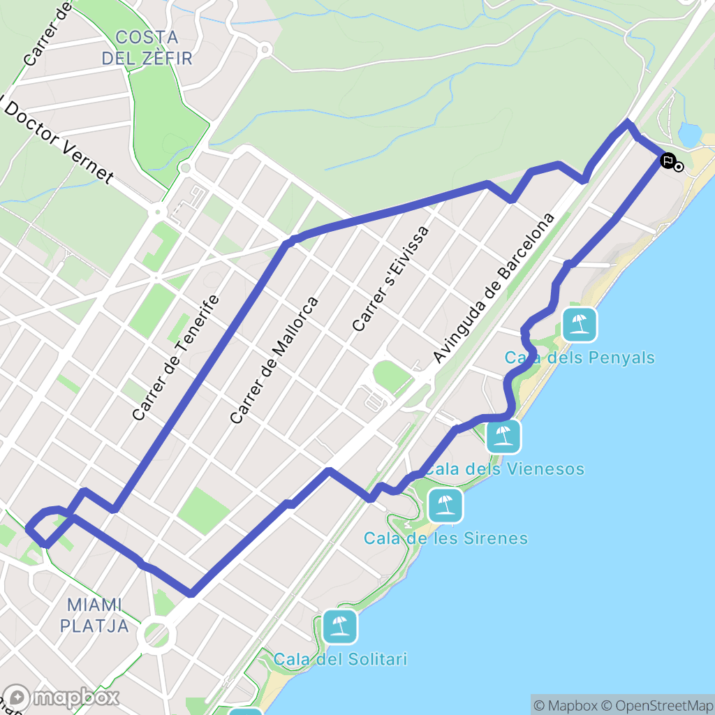 Miami Platja : carte du parcours de randonnée - Spain