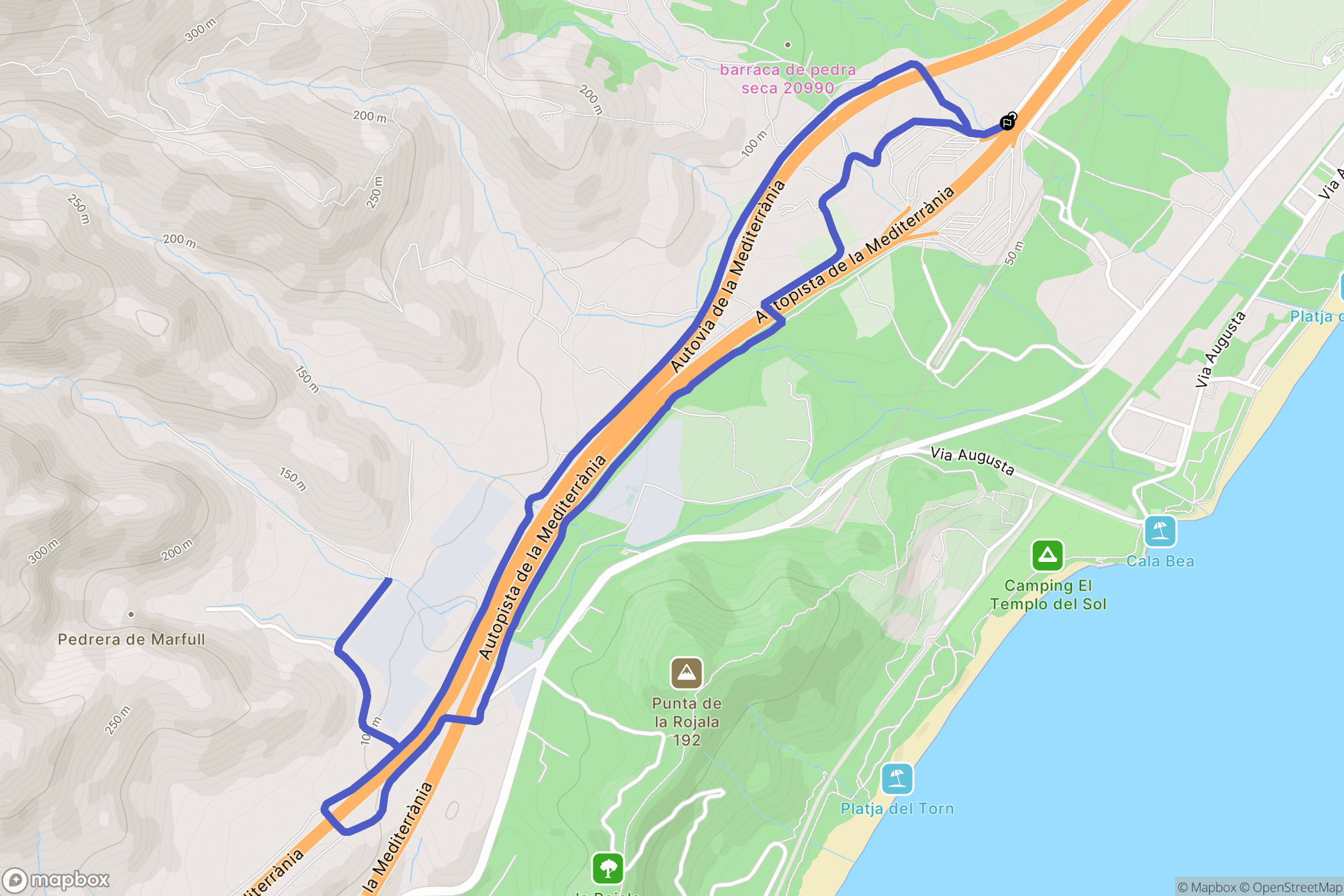 L'Hospitalet de l'Infant : carte du parcours de randonnée - Spain